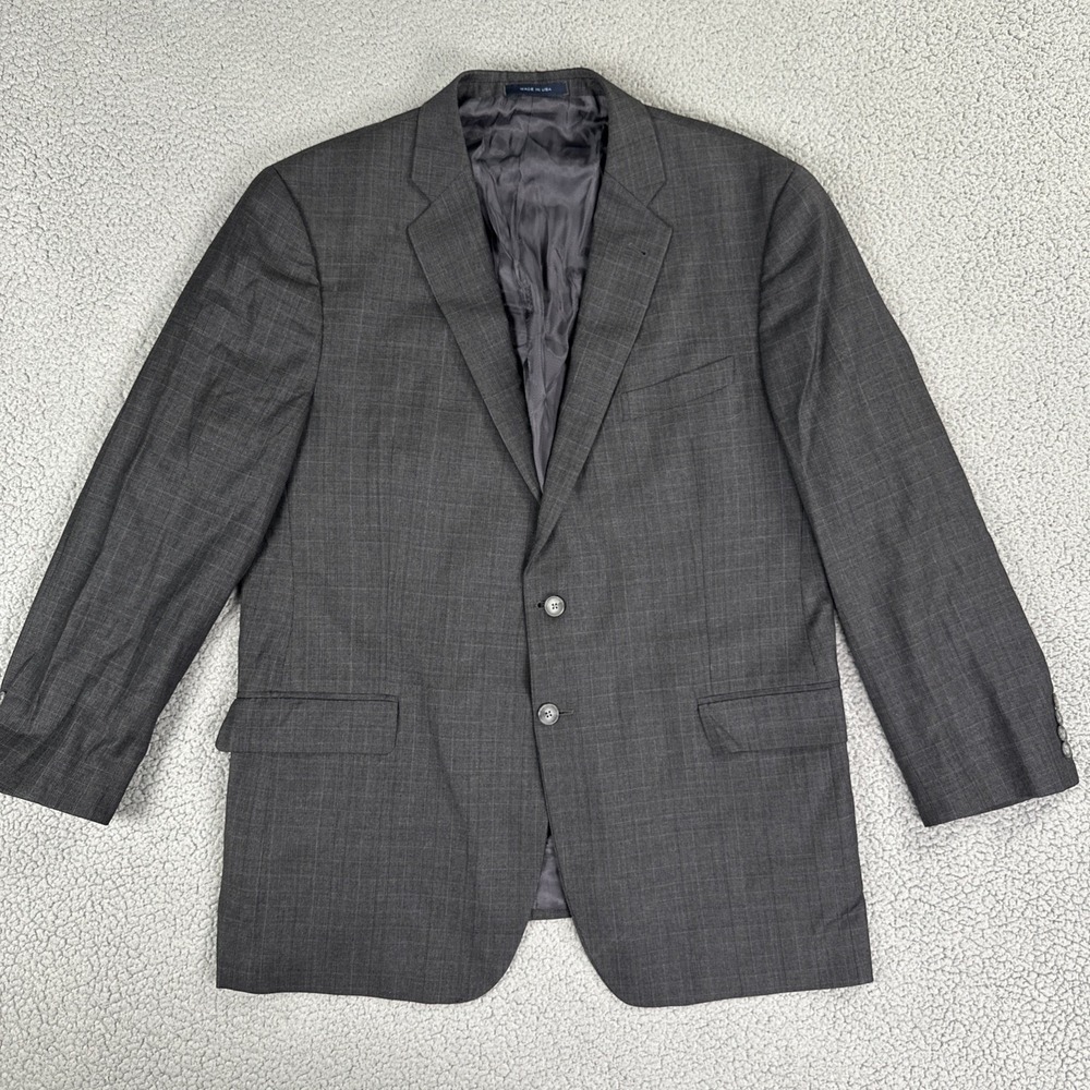 Joseph Abboud Super 120s Loro Piana Blazer Men 46L Gray Glen Plaid Italian Wool